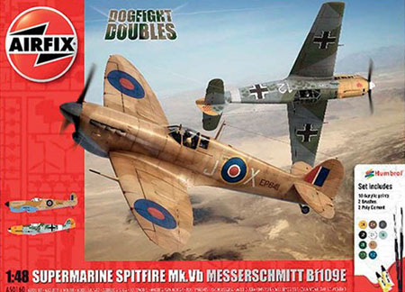 Byggmodell flygplan - Supermarine Spitfire MkVb & Messerschmitt BF109E - 1:48 - AirFix