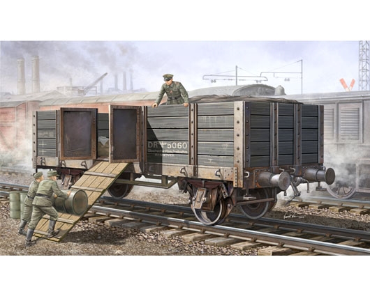 Byggmodell Järnvägsvagn - German Railway Gondola med höga sidor - 1:35 - Tr