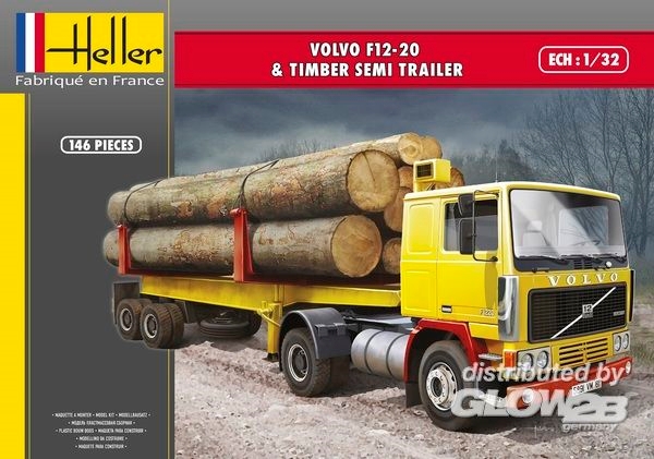 Byggmodell - Volvo F12-20 och Timber Semi Trailer - 1:32 - Heller