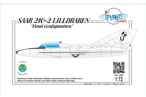 Byggmodell flygplan - SAAB 210-II Lilldraken Final Configuration - 1:72 - Planet Models