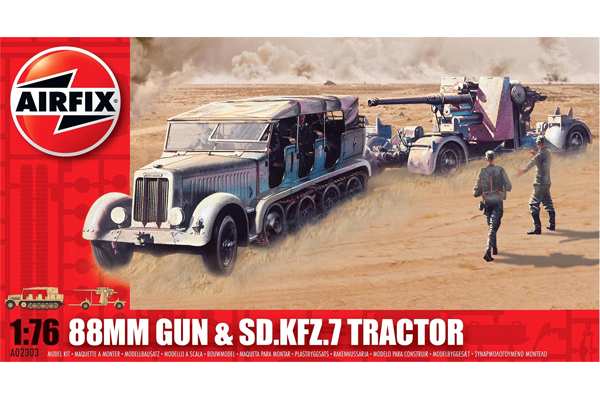 Byggmodell stridsfordon - 88mm Gun och SD.KFZ.7 traktor - 1:76 - Airfix