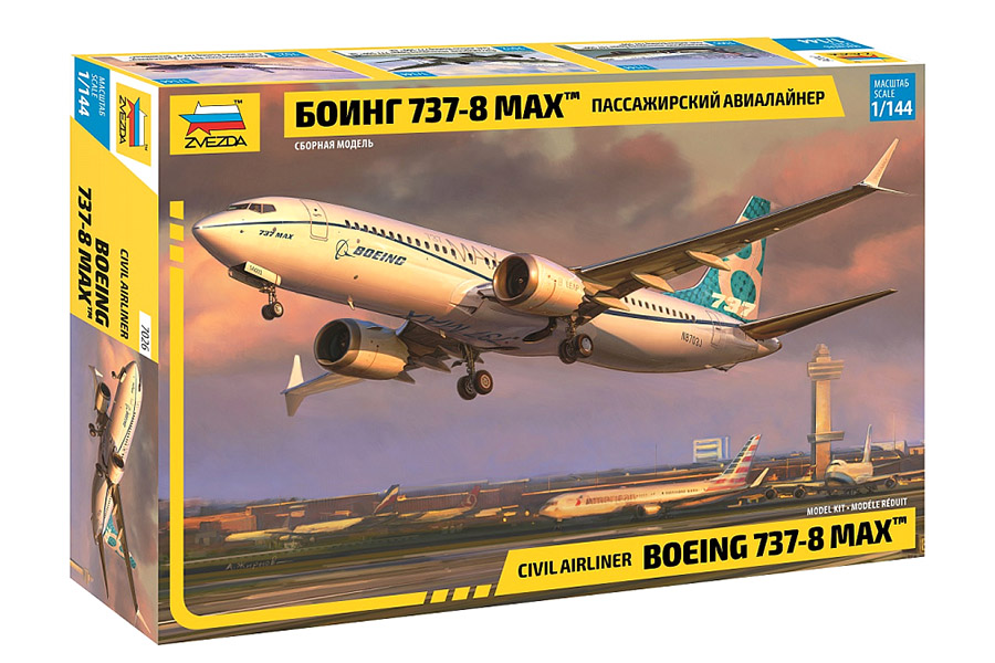 Byggmodell flygplan - Boeing 737-8 Max - 1:144 - Zvezda